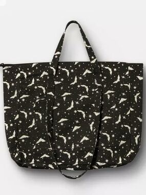 Denim Bat Tote Goth Vampire Halloween Bag NWT